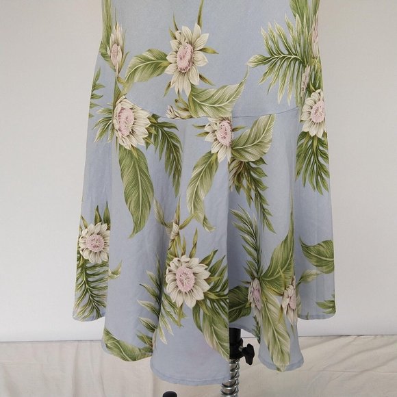 Vintage Kaua'iana Hawaiian Midi Dress Size M Petite Blue Floral Tropical *FLAWS - Picture 5 of 14
